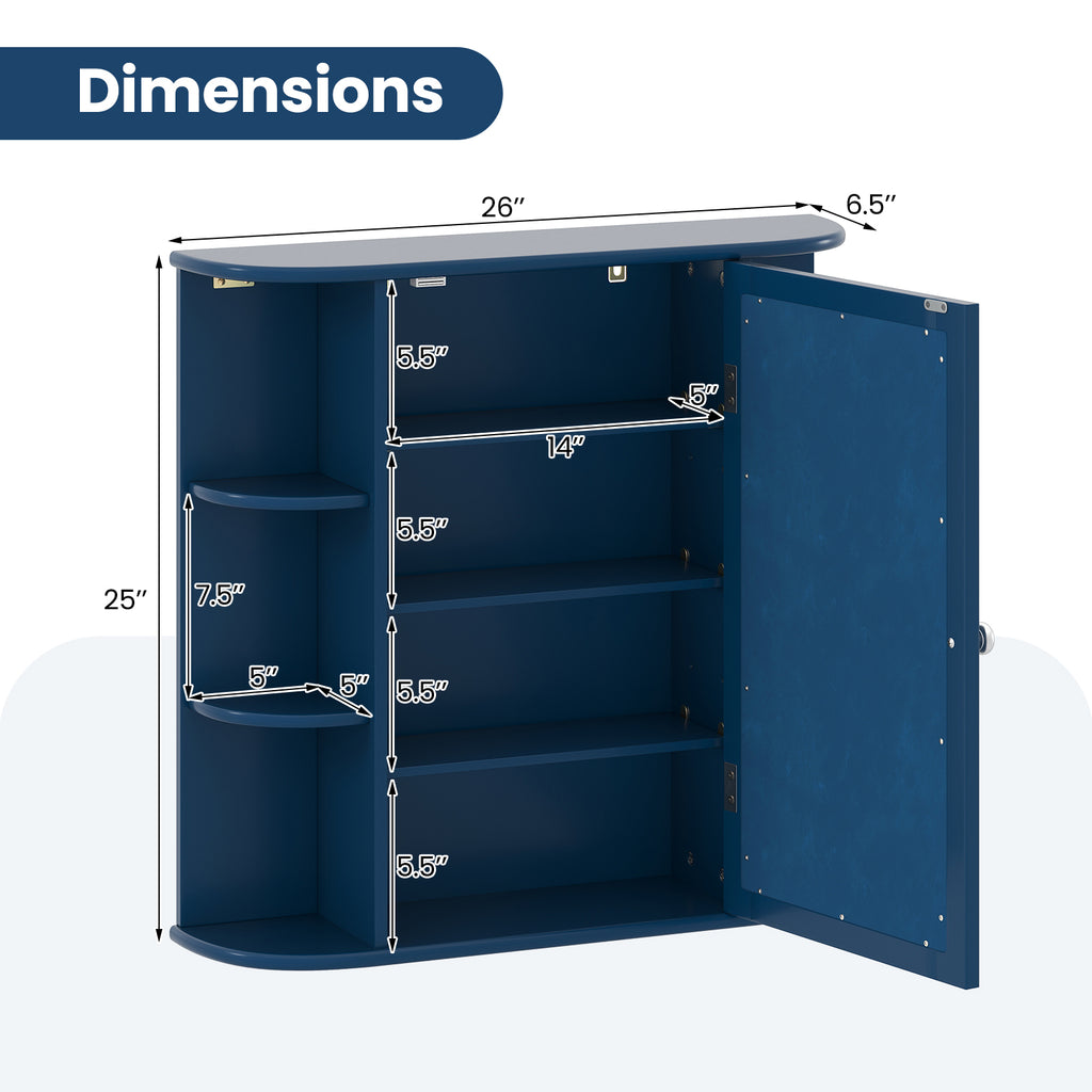 Wall-Mounted Bathroom Mirror Cabinet with Storage Shelves