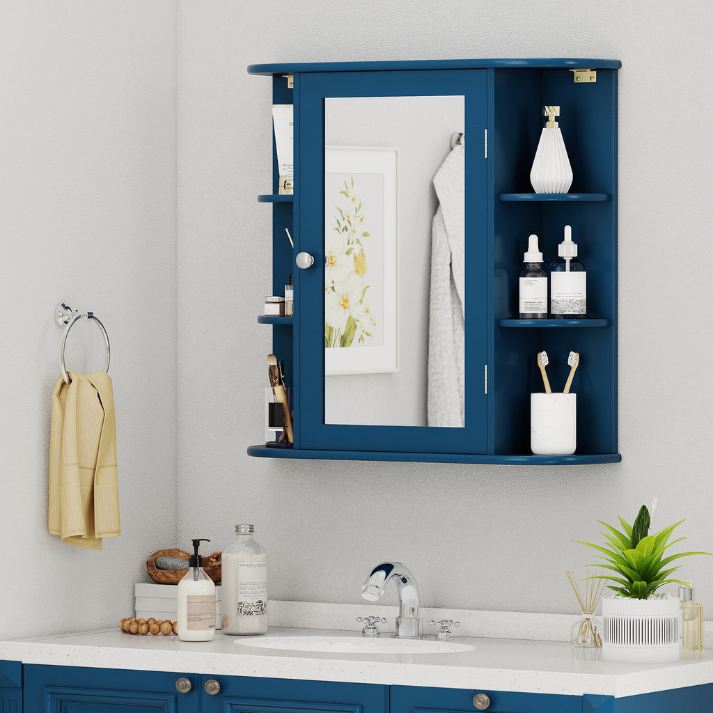 Wall-Mounted Bathroom Mirror Cabinet with Storage - Brown