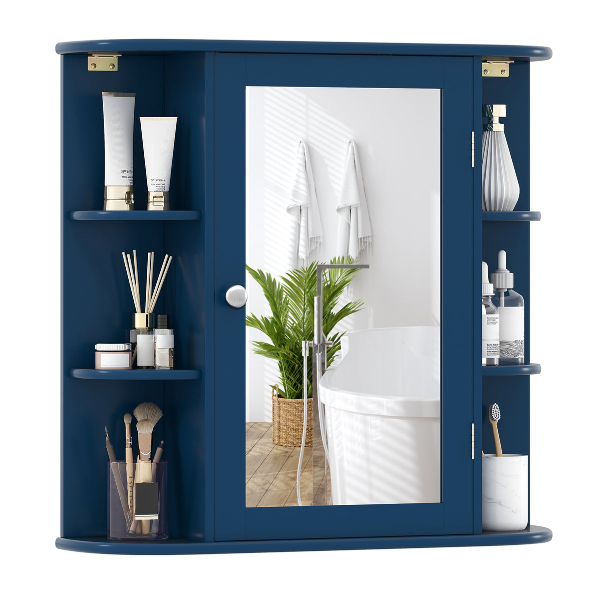 Bathroom Floor Cabinet with 4 Drawers, 2 Doors & Shelf - 32" H, Black