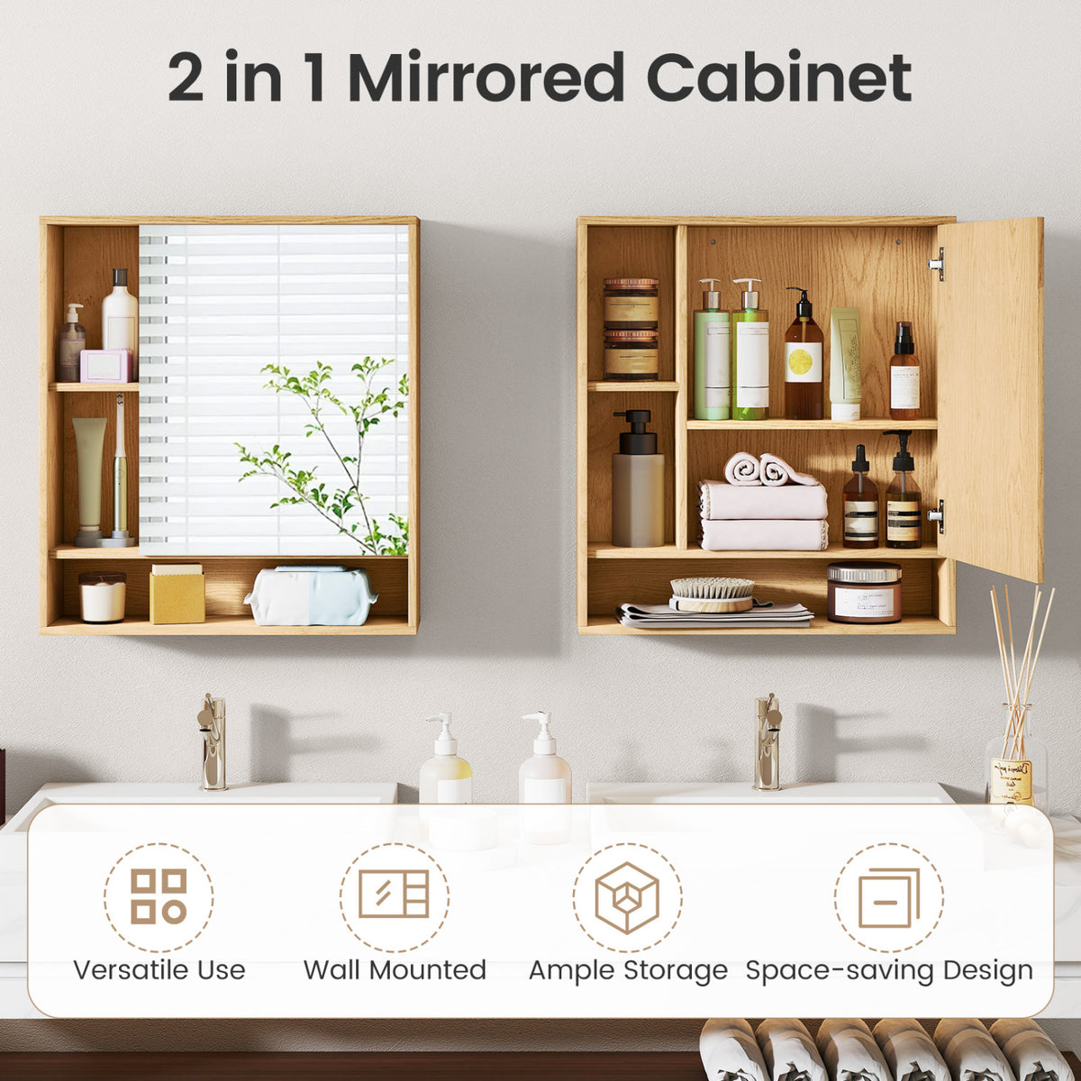 Wall Mounted Bathroom Cabinet with Mirror Single Door