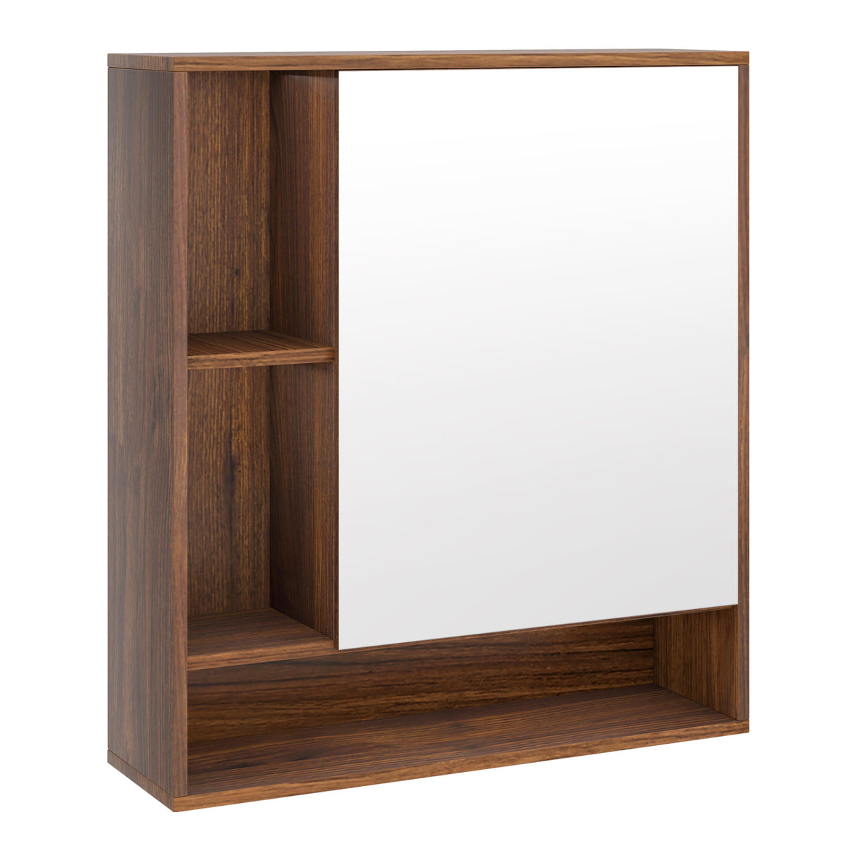 24" Wall-Mounted Bathroom Cabinet with Mirror - Walnut