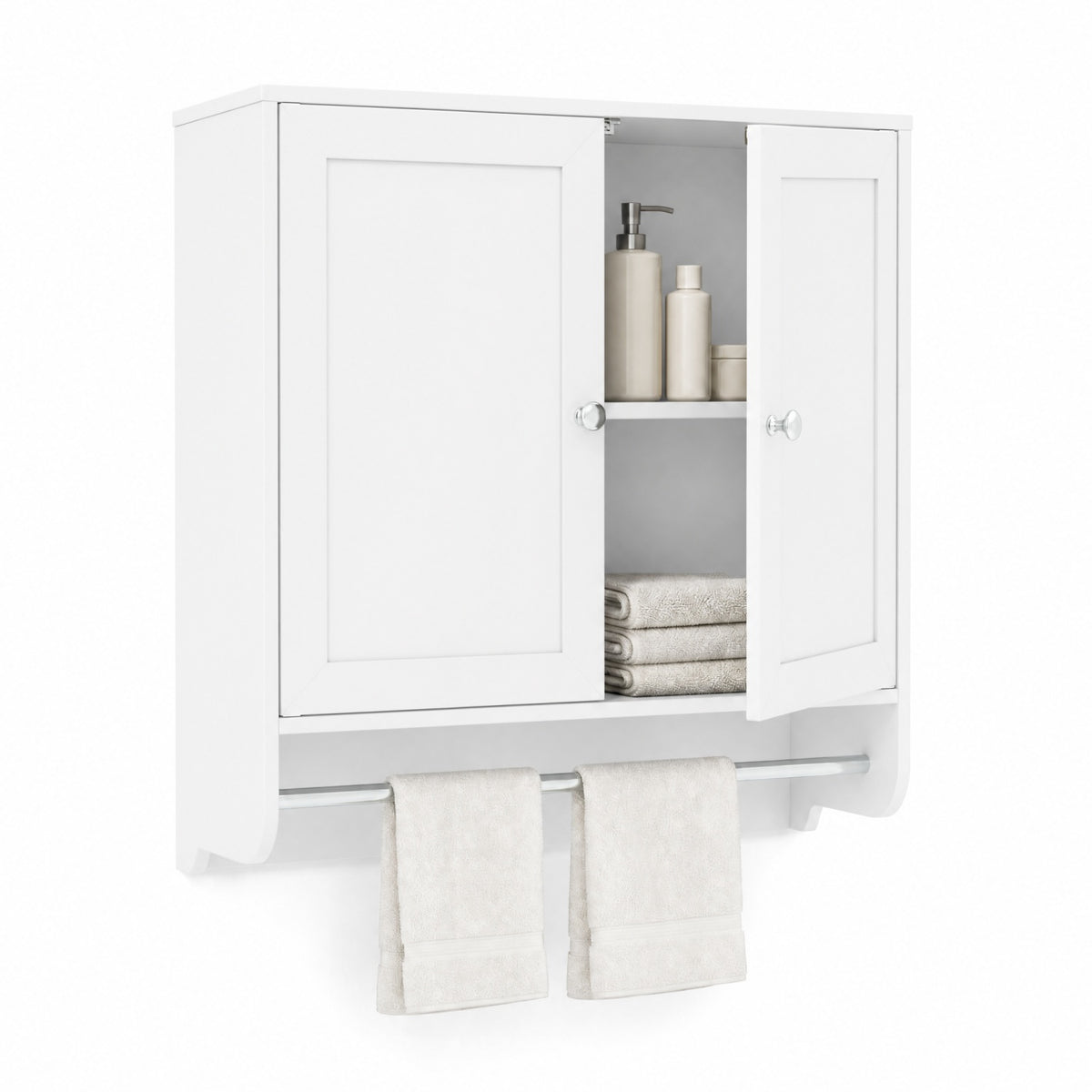 Bathroom Floor Cabinet with 4 Drawers, 2 Doors & Shelf - 32" H, Black