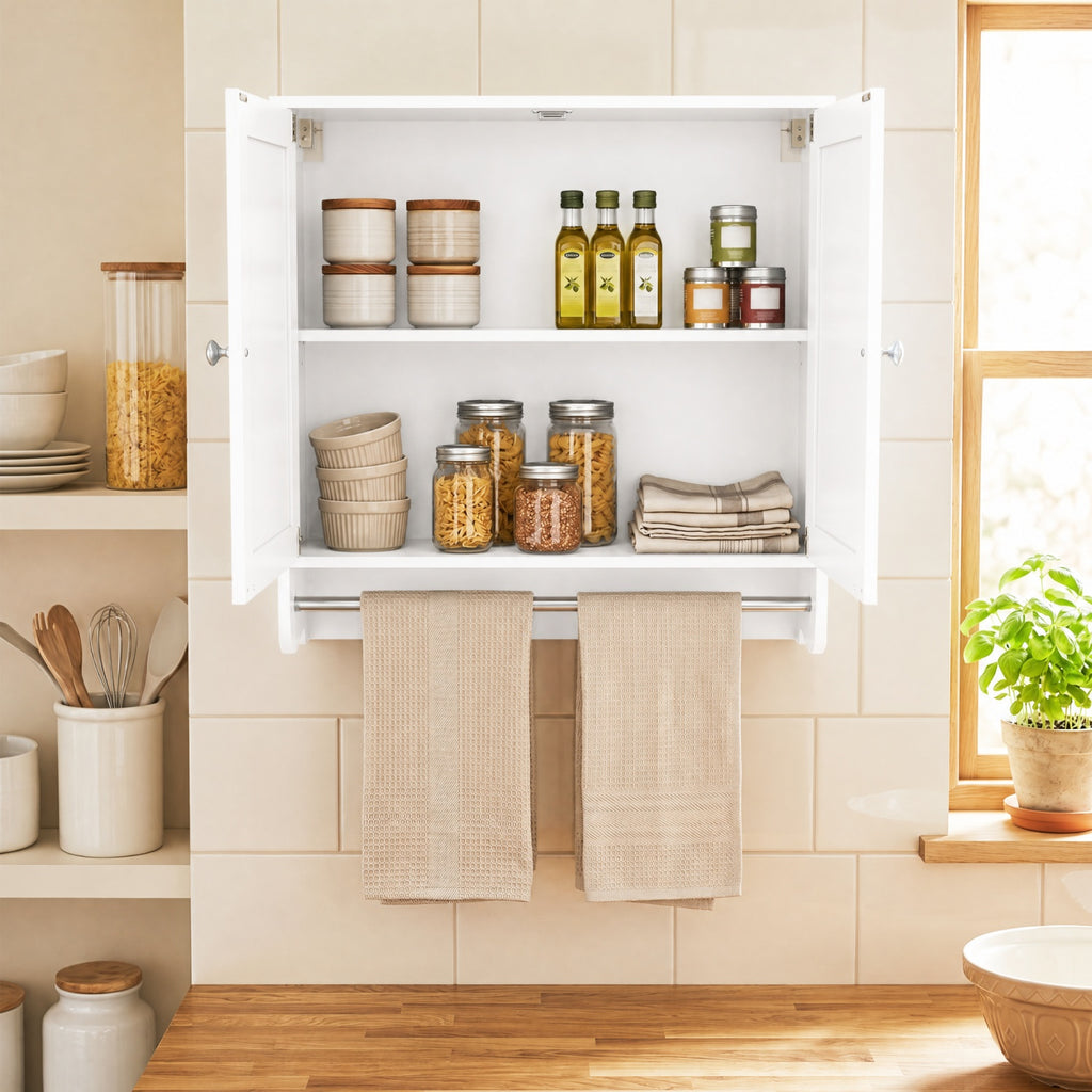 Wall Mounted Bathroom Storage Medicine Cabinet with Towel Bar