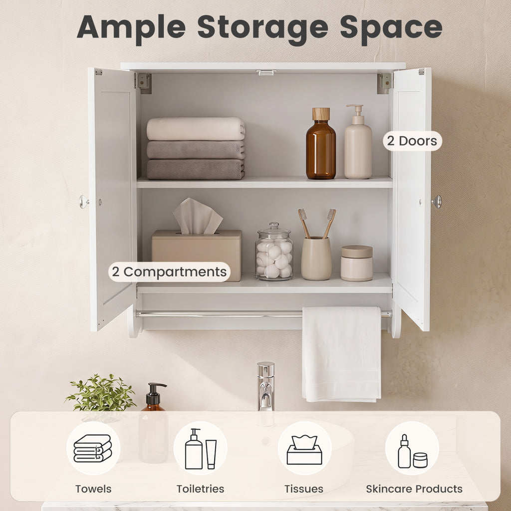 Wall Mounted Bathroom Storage Medicine Cabinet with Towel Bar