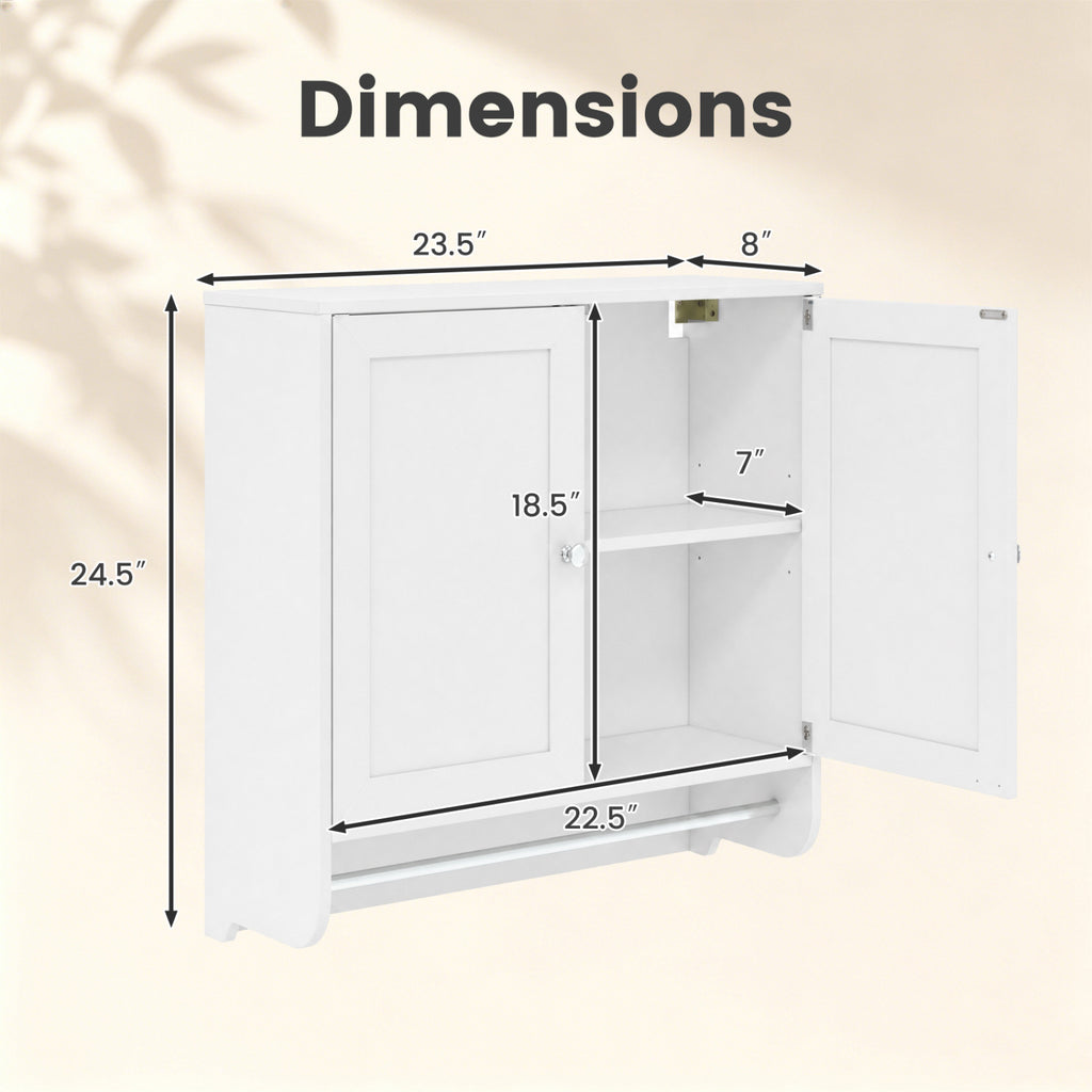 Wall Mounted Bathroom Storage Medicine Cabinet with Towel Bar