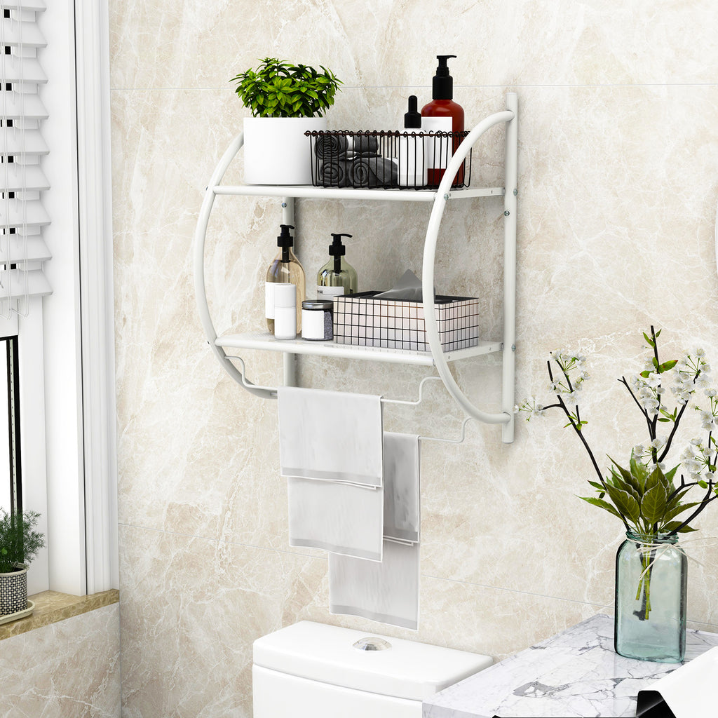 Wall Mounted 2-Tier Bathroom Towel Rack with 2 Bars