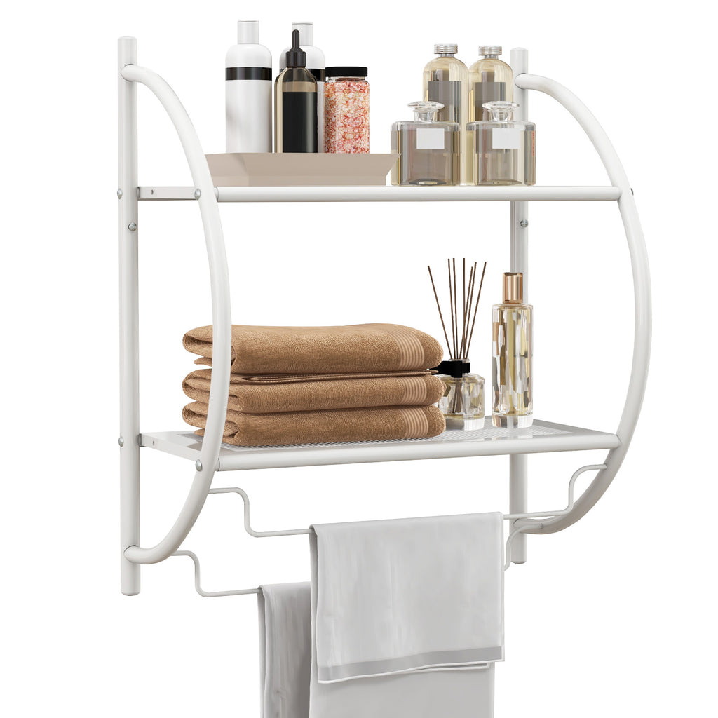 Wall Mounted 2-Tier Bathroom Towel Rack with 2 Bars
