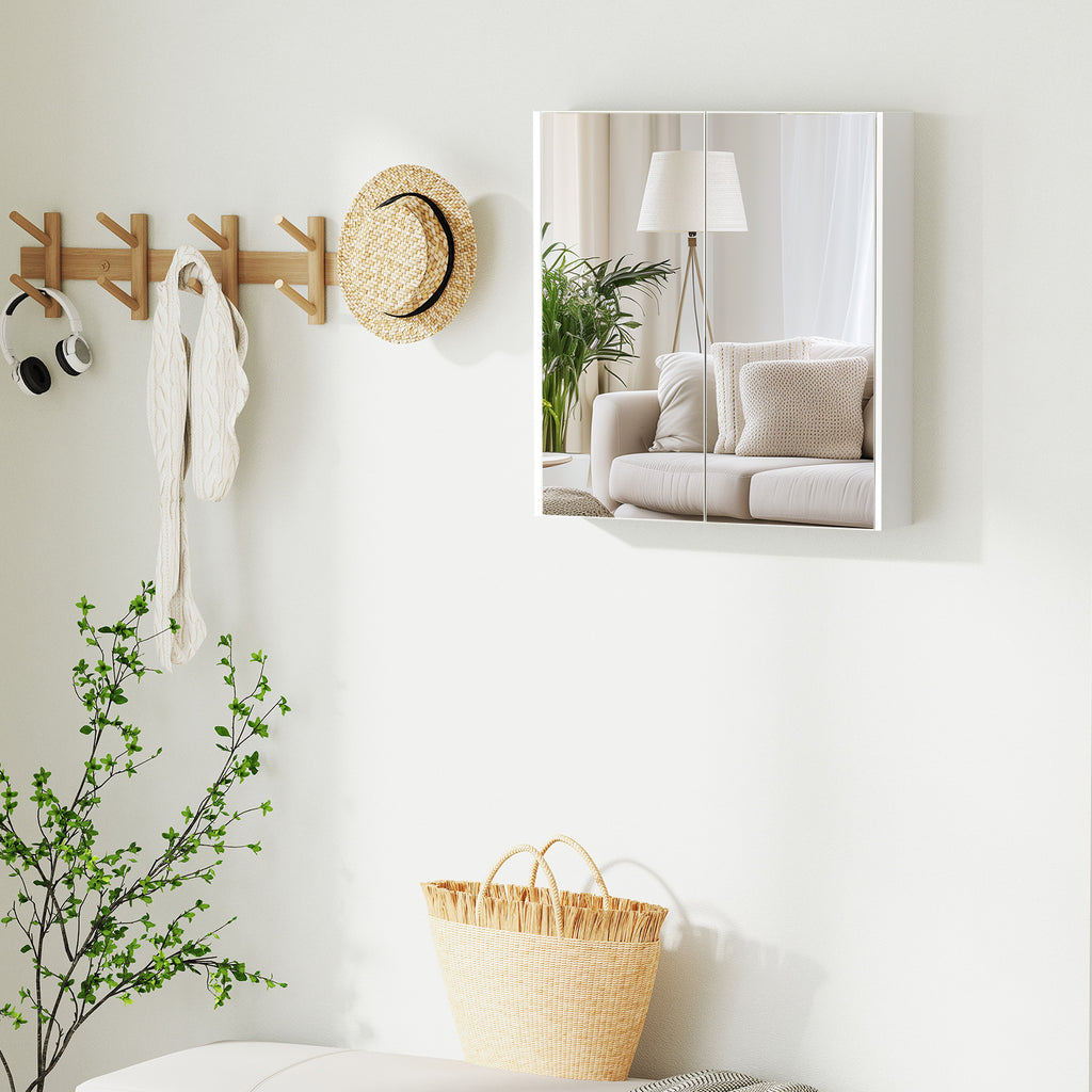 Mirrored Bathroom Wall Cabinet with 2 Doors - White