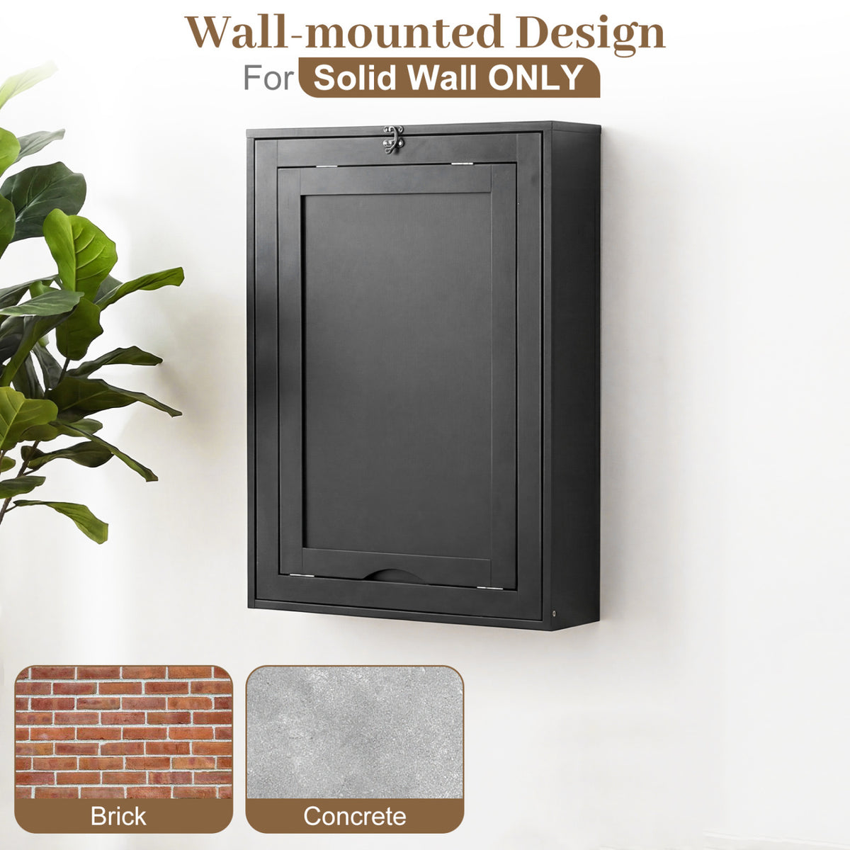 Wall-Mounted Fold-Out Desk with Adjustable Shelf - Black