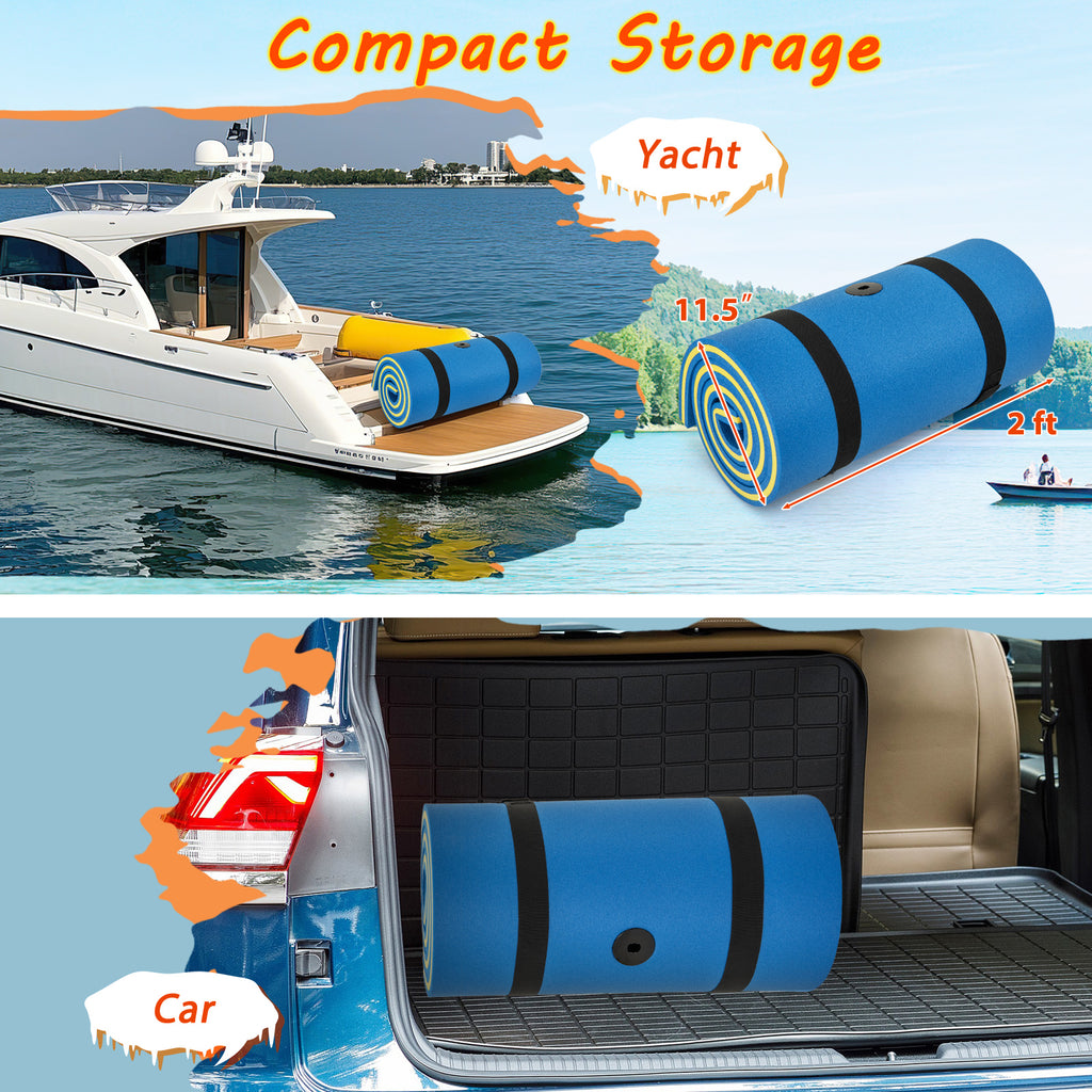 7' x 2' Water Mat with Safety Tether & Pillow for Lake Pool - Blue 7ft x 2ft x 1.5in