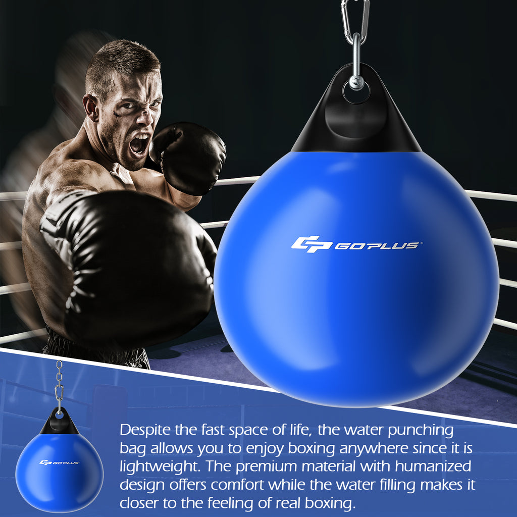 21 Inch Water Punching Bag with Adjustable Metal Chain - Blue