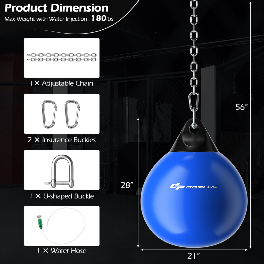 21 Inch Water Punching Bag with Adjustable Metal Chain - Blue