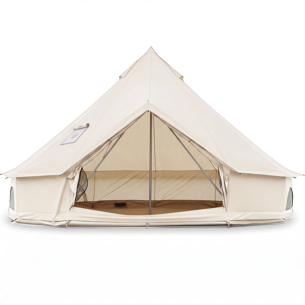 Waterproof Bell Tent with Stove Jack Accommodates and Mesh Windows