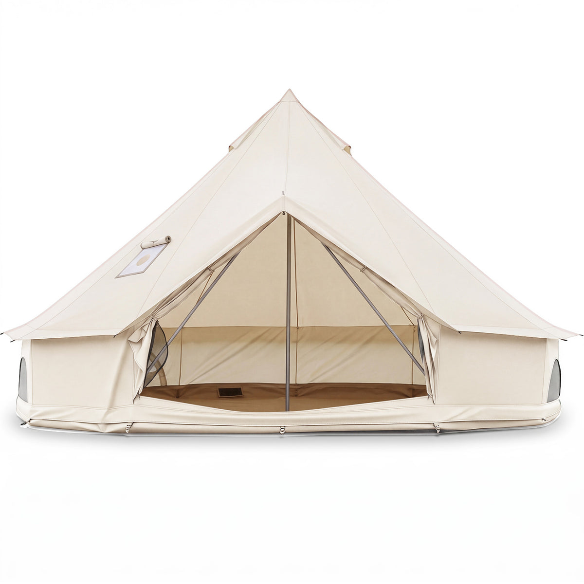 Waterproof Bell Tent with Stove Jack Accommodates and Mesh Windows