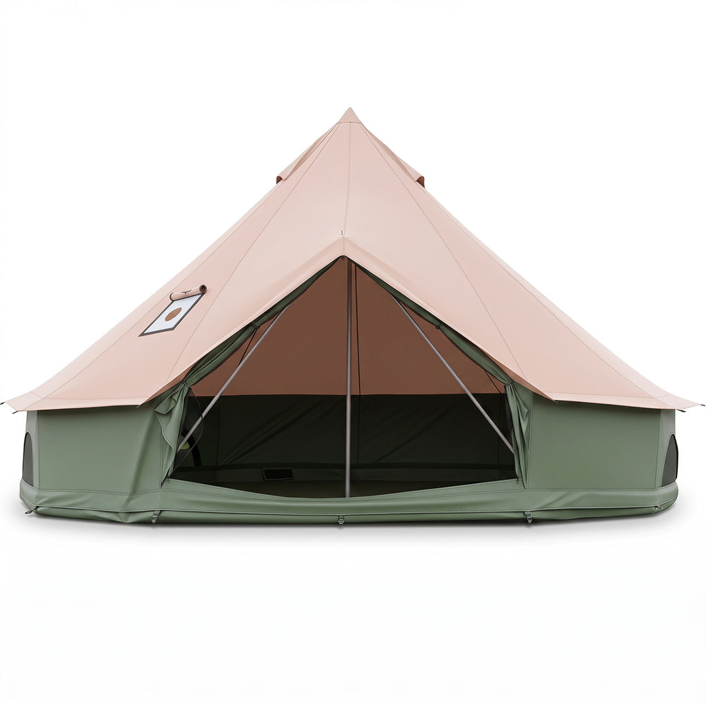 Waterproof Bell Tent with Stove Jack Accommodates and Mesh Windows