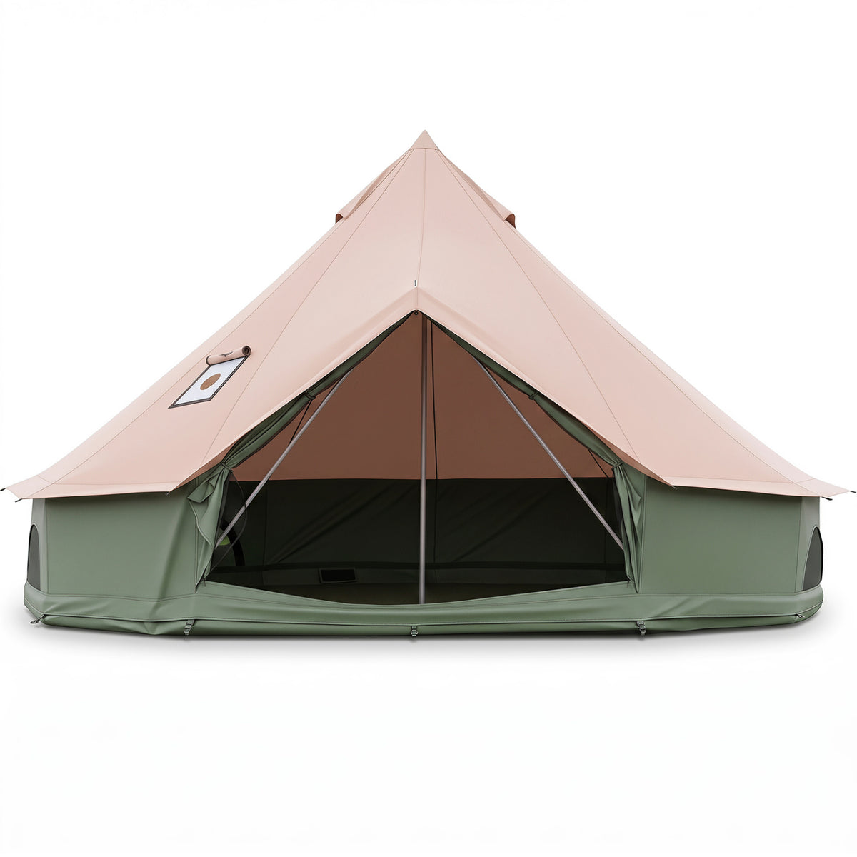 Waterproof Bell Tent with Stove Jack Accommodates and Mesh Windows