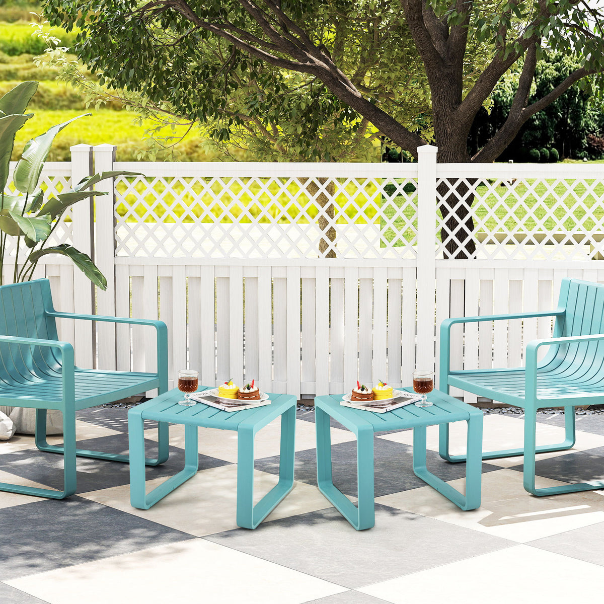 Weather-Resistant Adirondack Side Table Set of 2, Blue