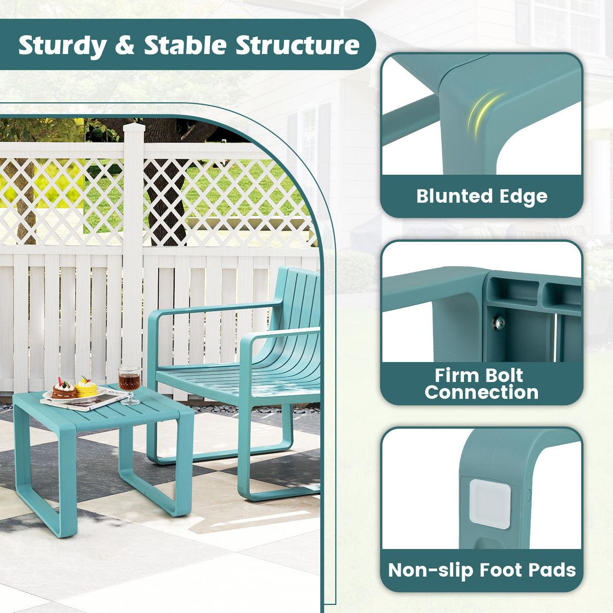 Weather-Resistant Adirondack Side Table Set of 2, Blue