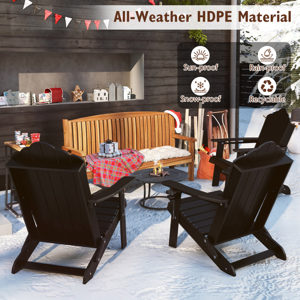 Weather Resistant HDPE Folding Adirondack Chair with High Backrest
