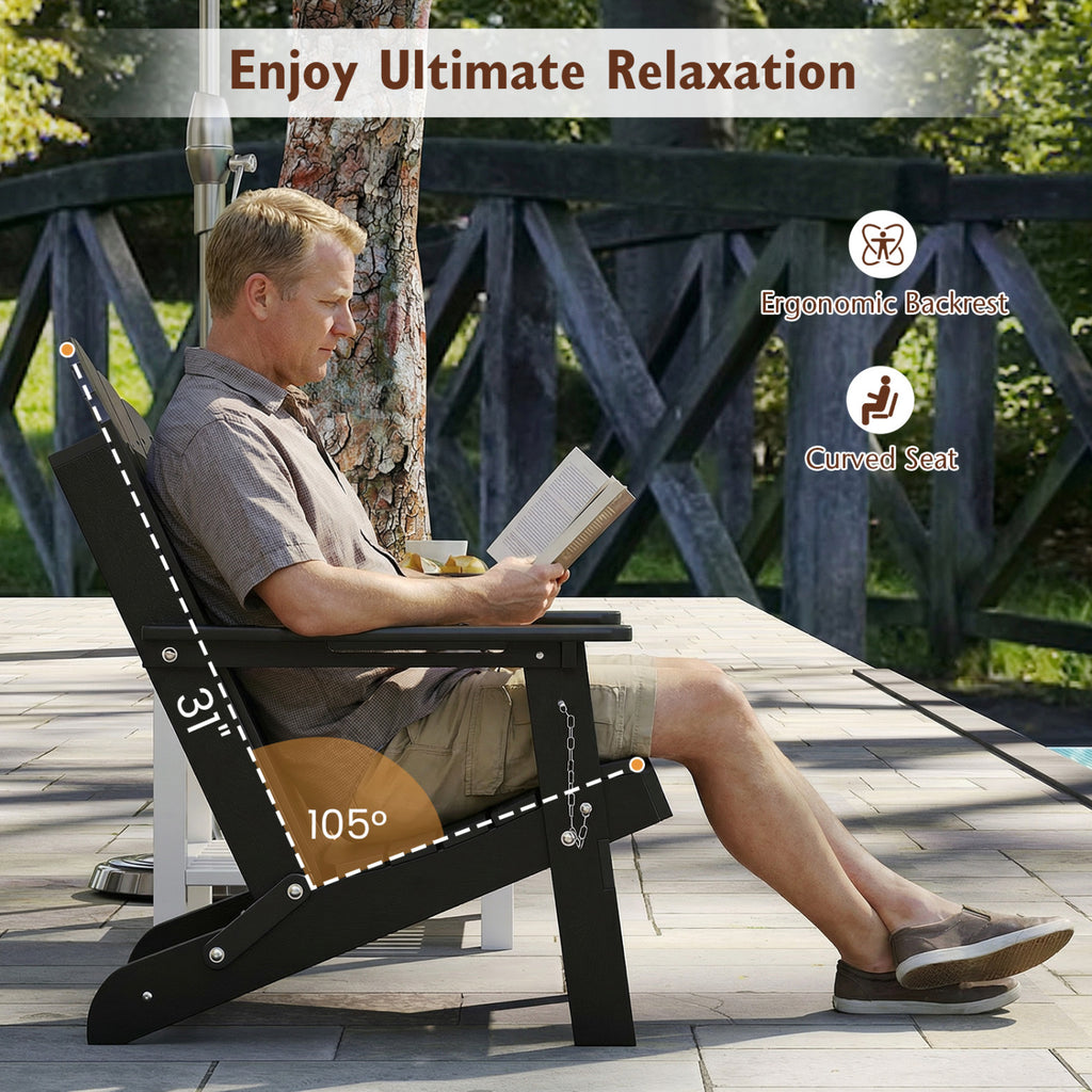 Weather Resistant HDPE Folding Adirondack Chair with High Backrest