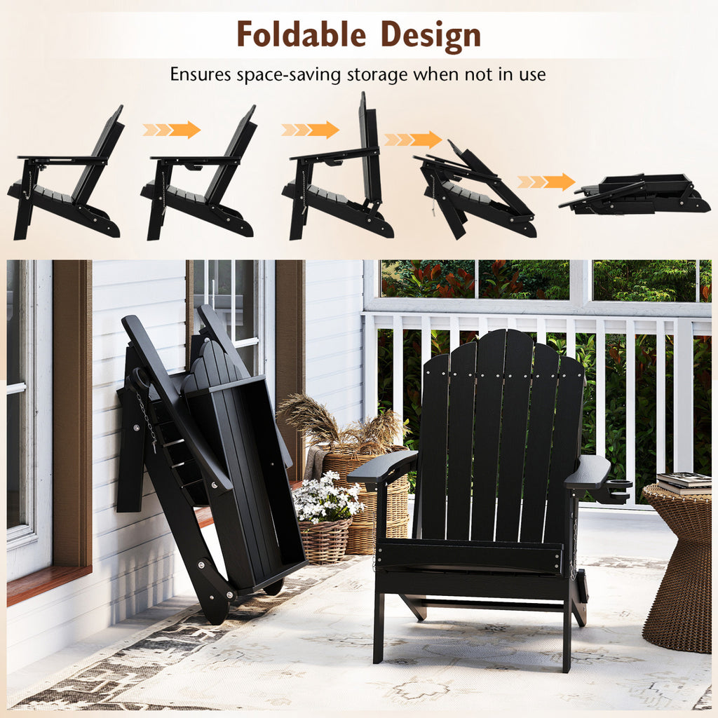 Weather Resistant HDPE Folding Adirondack Chair with High Backrest