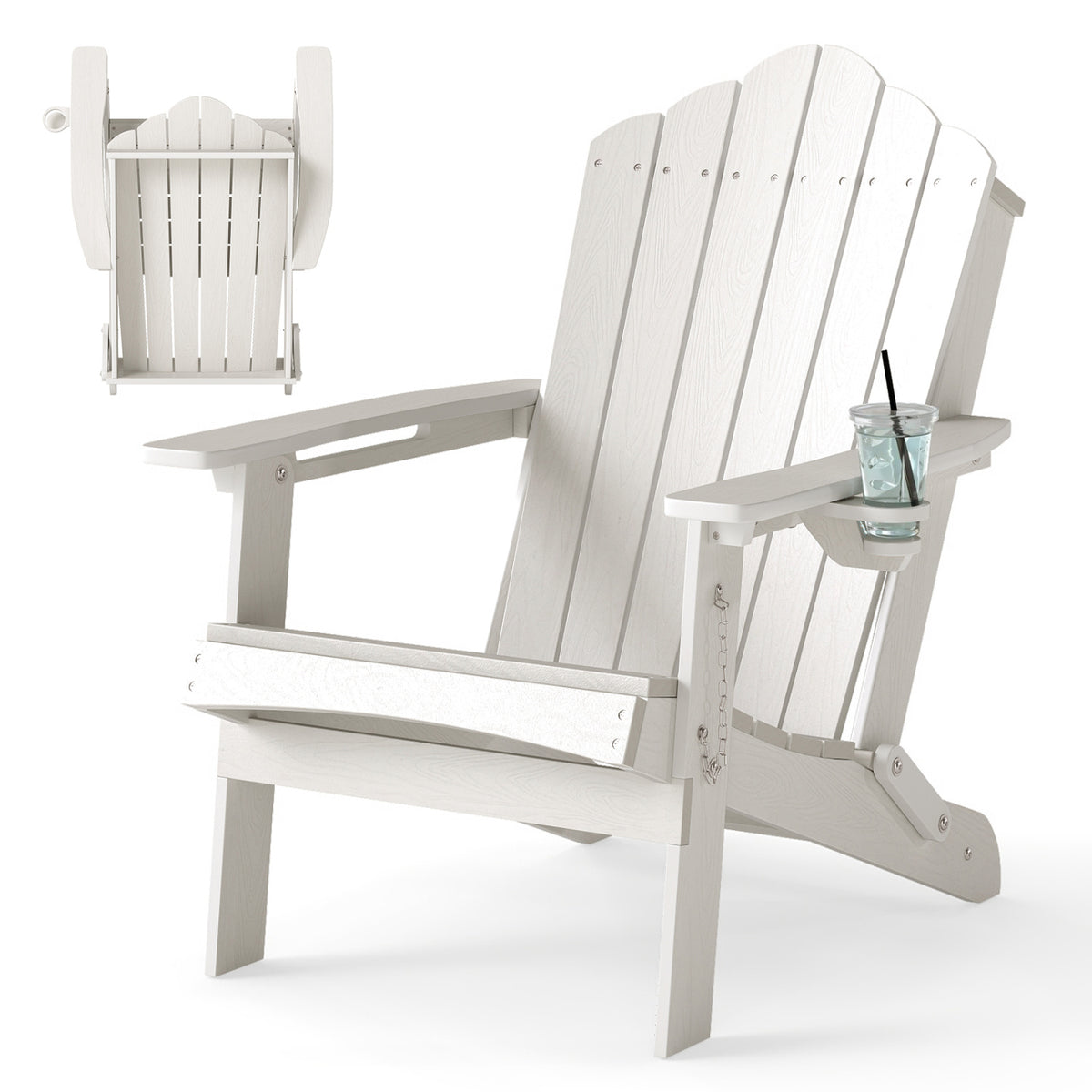 Weather Resistant HDPE Folding Adirondack Chair with High Backrest