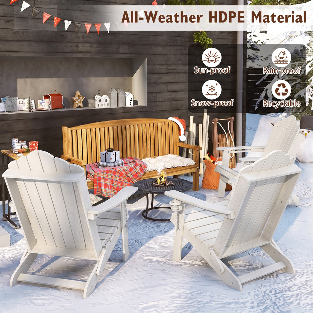 Weather Resistant HDPE Folding Adirondack Chair with High Backrest