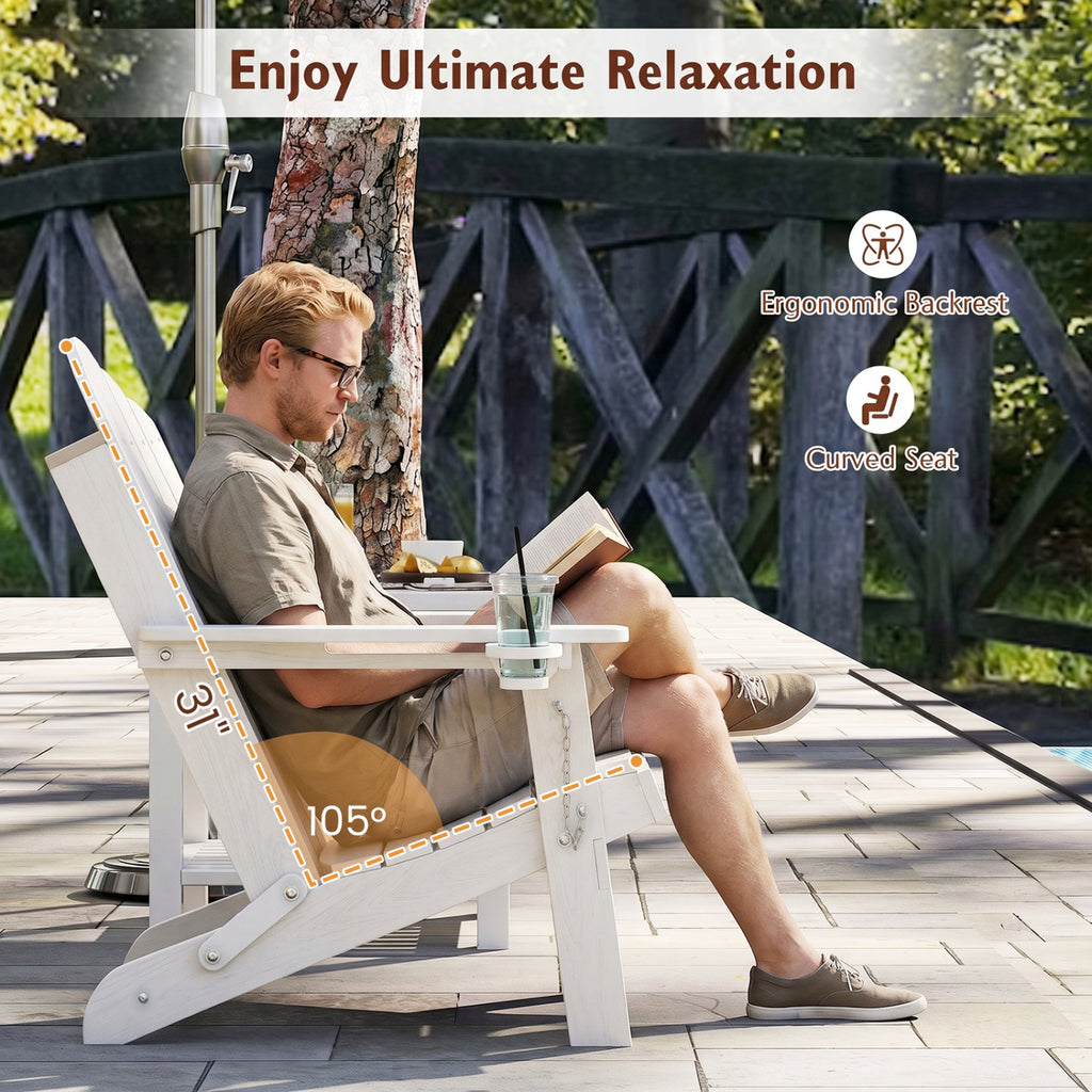Weather Resistant HDPE Folding Adirondack Chair with High Backrest