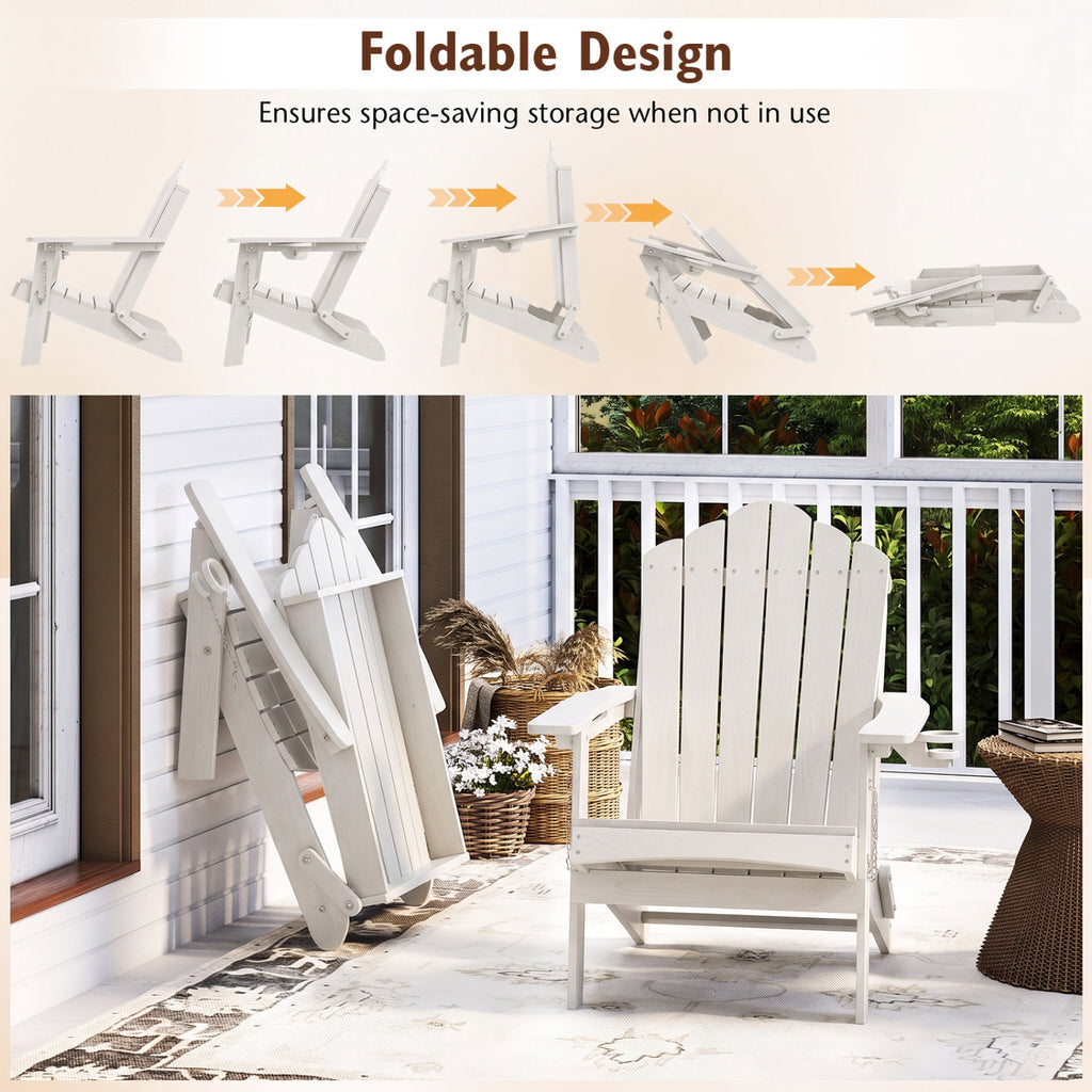 Weather Resistant HDPE Folding Adirondack Chair with High Backrest