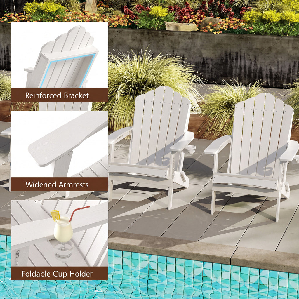 Weather Resistant HDPE Folding Adirondack Chair with High Backrest