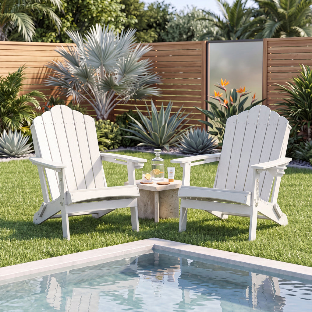 Weather Resistant HDPE Folding Adirondack Chair with High Backrest