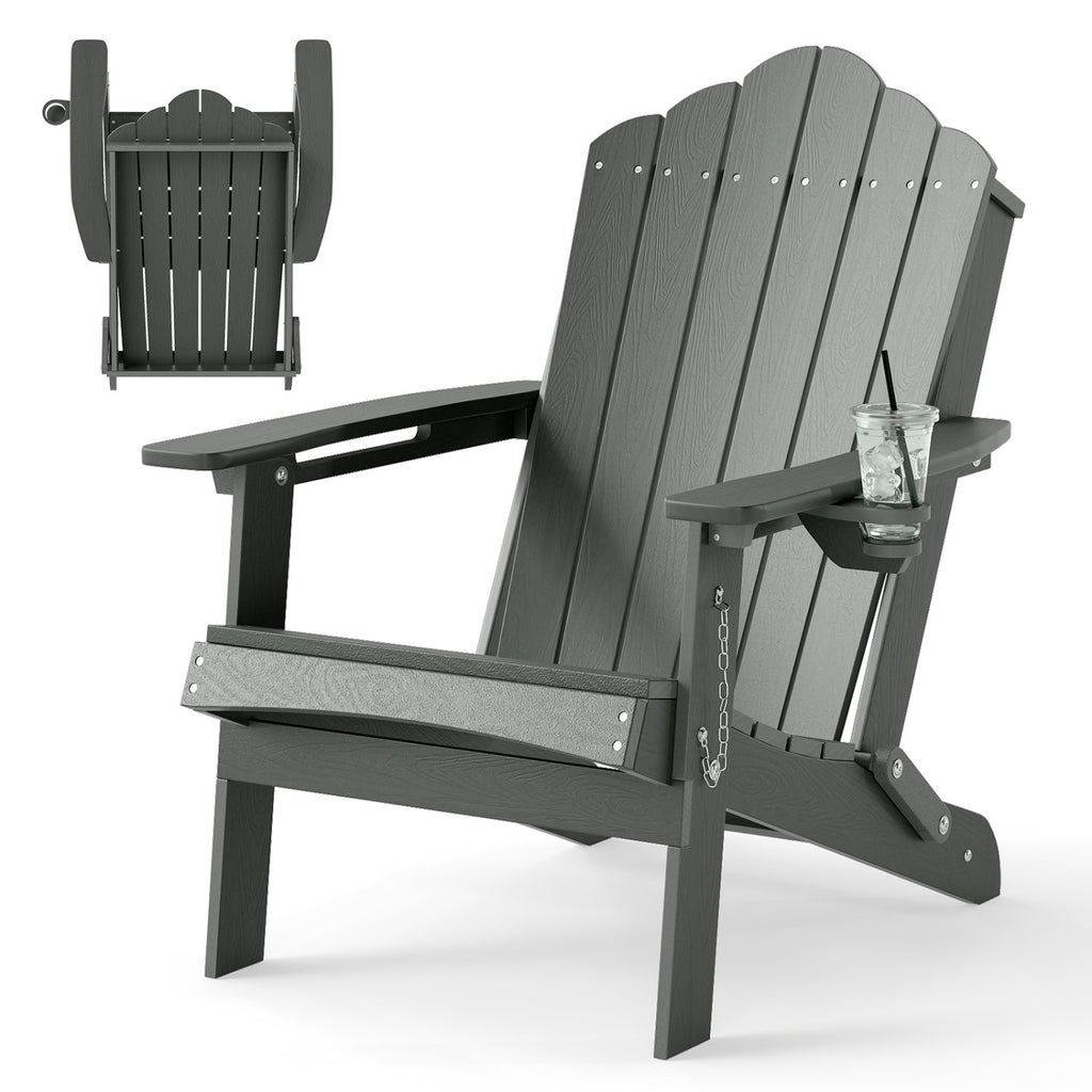 Weather Resistant HDPE Folding Adirondack Chair with High Backrest