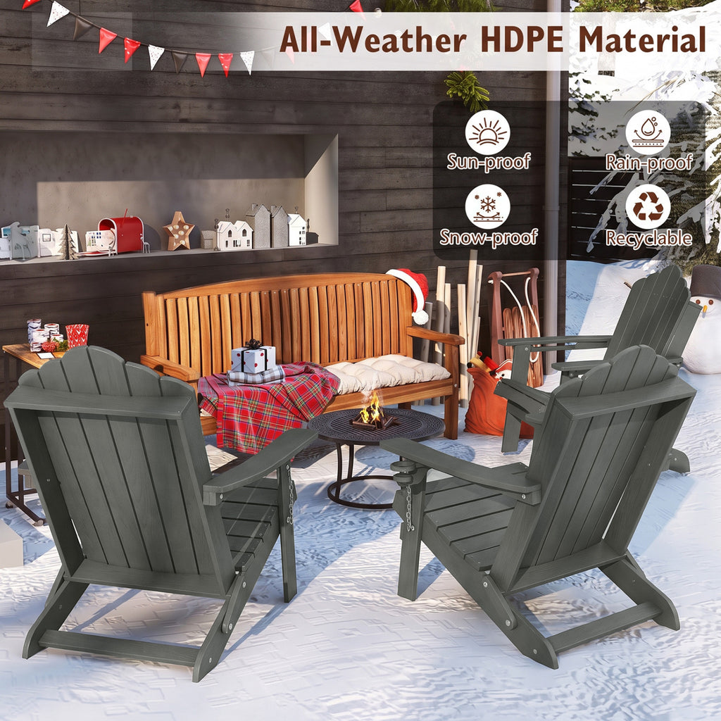 Weather Resistant HDPE Folding Adirondack Chair with High Backrest