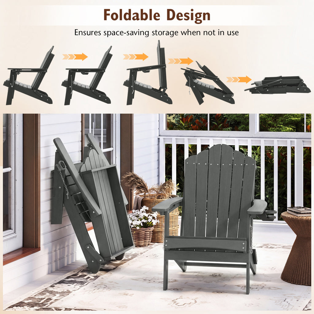 Weather Resistant HDPE Folding Adirondack Chair with High Backrest