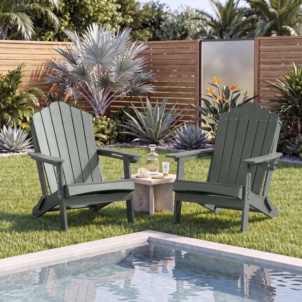 Weather Resistant HDPE Folding Adirondack Chair with High Backrest