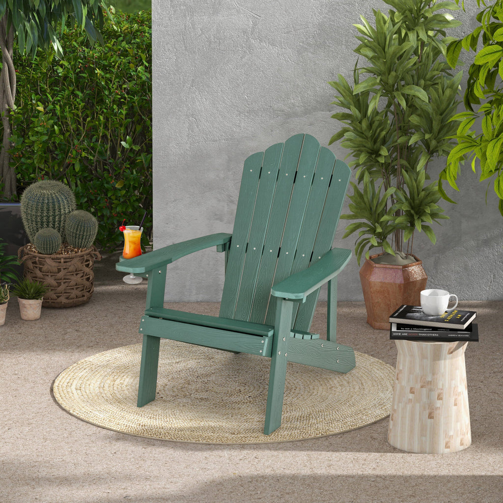 Outdoor Adirondack Chair with Cup Holder, Navy