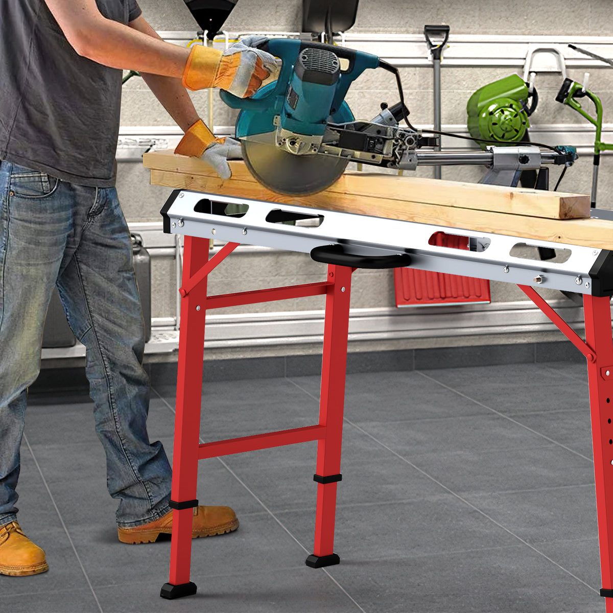 Welding Table 42" x 21" Adjustable Height with Clamps – Silver