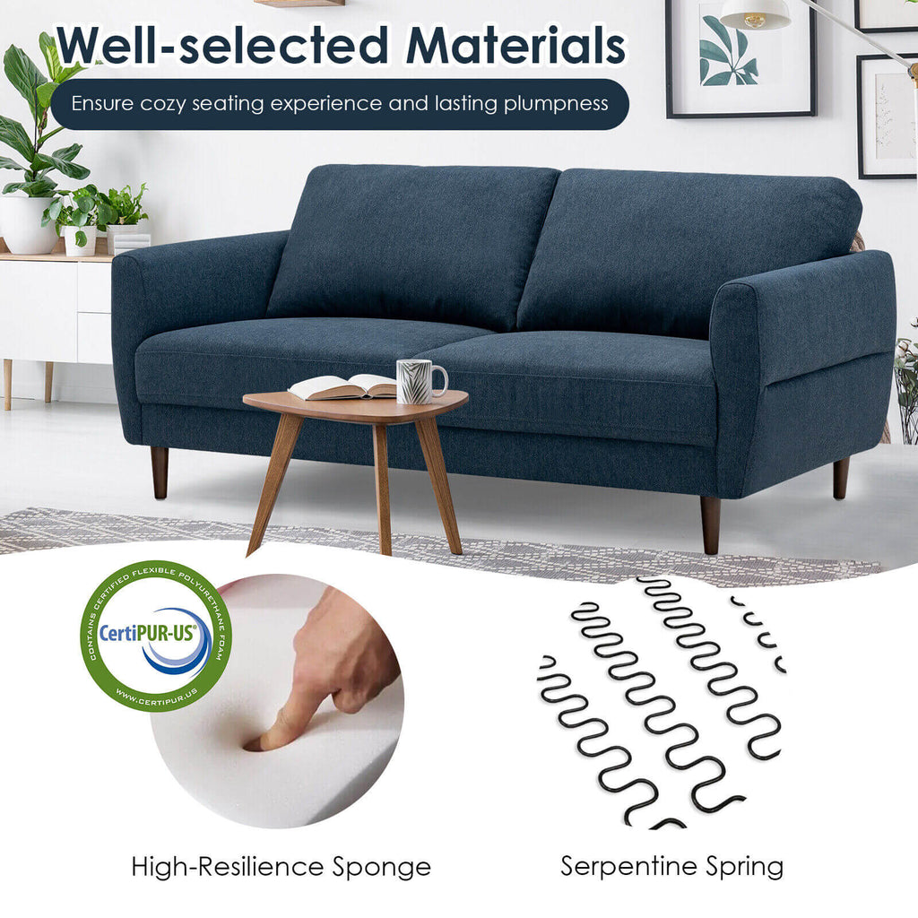 72 Inch Fabric Loveseat Sofa with Solid Wood Frame - Navy