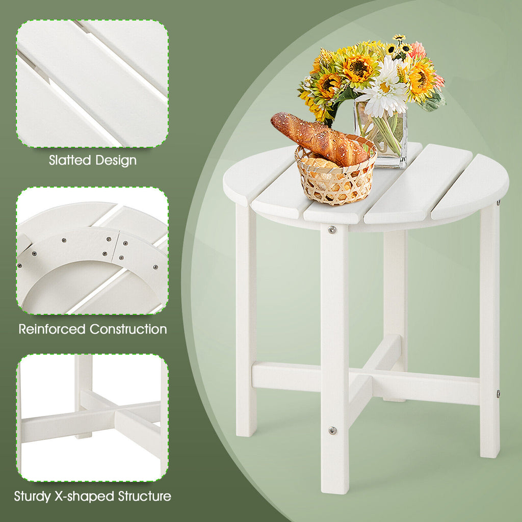 18 Inch Round Weather-Resistant Adirondack Side Table - White