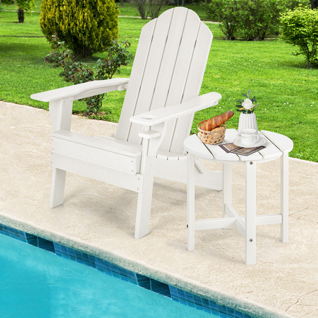 18 Inch Round Weather-Resistant Adirondack Side Table - White