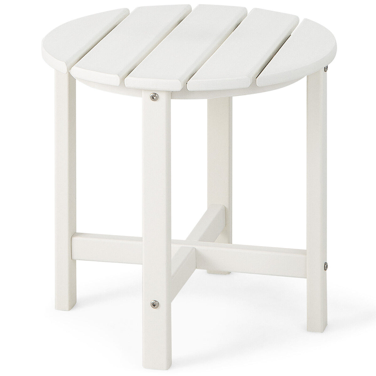 18 Inch Round Weather-Resistant Adirondack Side Table - White