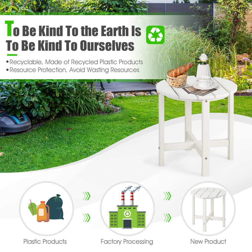 18 Inch Round Weather-Resistant Adirondack Side Table - White