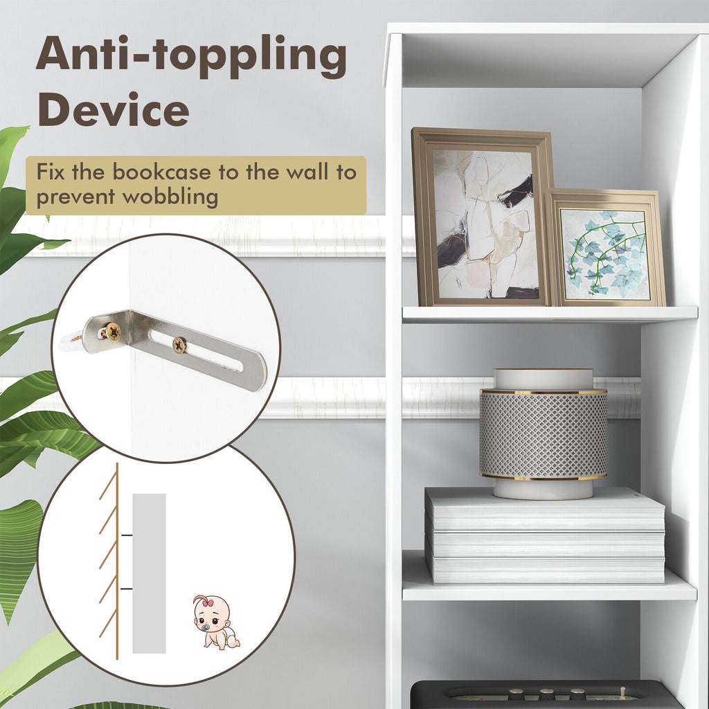4-Cube Narrow Bookshelf with Anti-Tipping - White