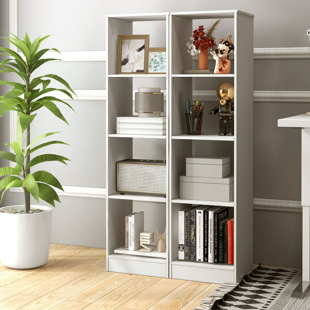 4-Cube Narrow Bookshelf with Anti-Tipping - White