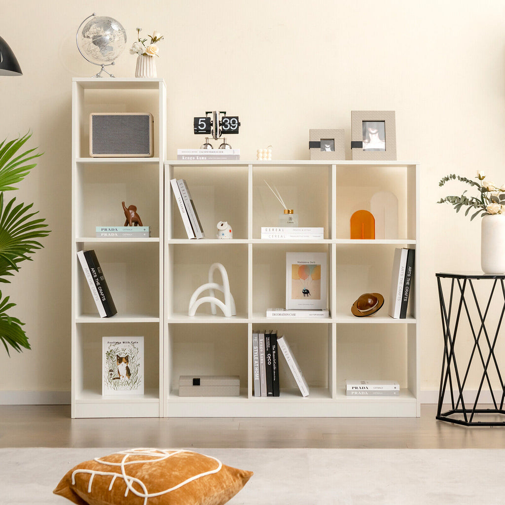 4-Cube Narrow Bookshelf with Anti-Tipping - White