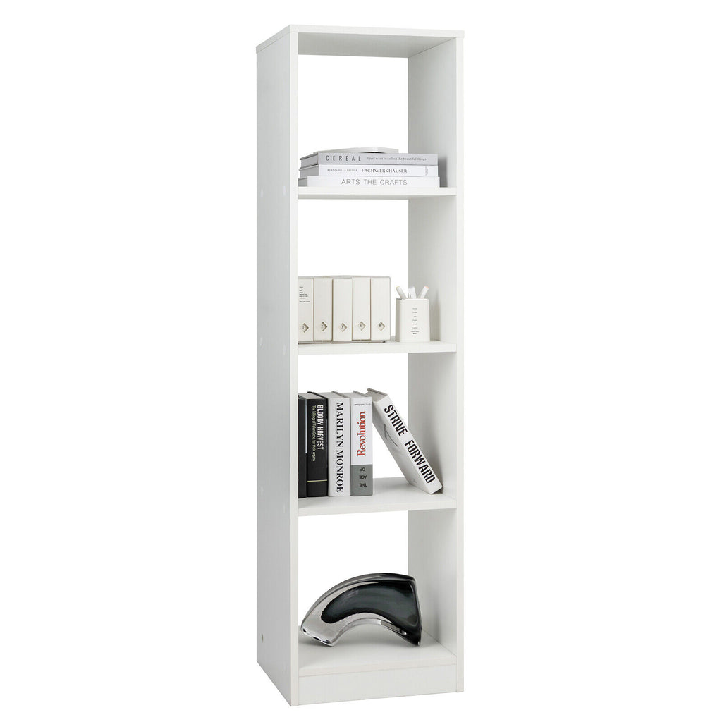 4-Cube Narrow Bookshelf with Anti-Tipping - White