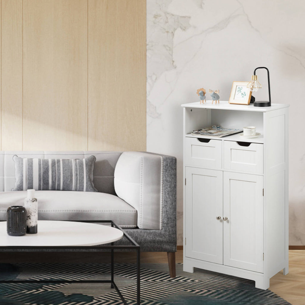 Bathroom Wooden Side Cabinet with 2 Drawers and Doors