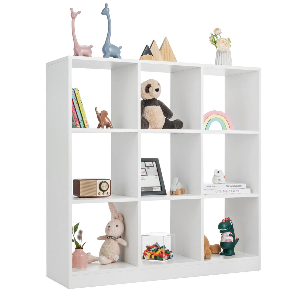 Modern 9-Cube Bookcase with 2 Anti-Tipping Kits for Books Toys