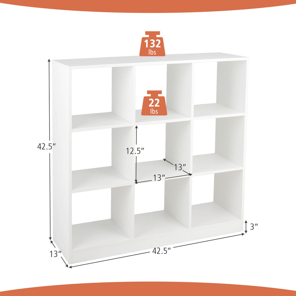 9-Cube Bookcase with Anti-Tipping Kit, White