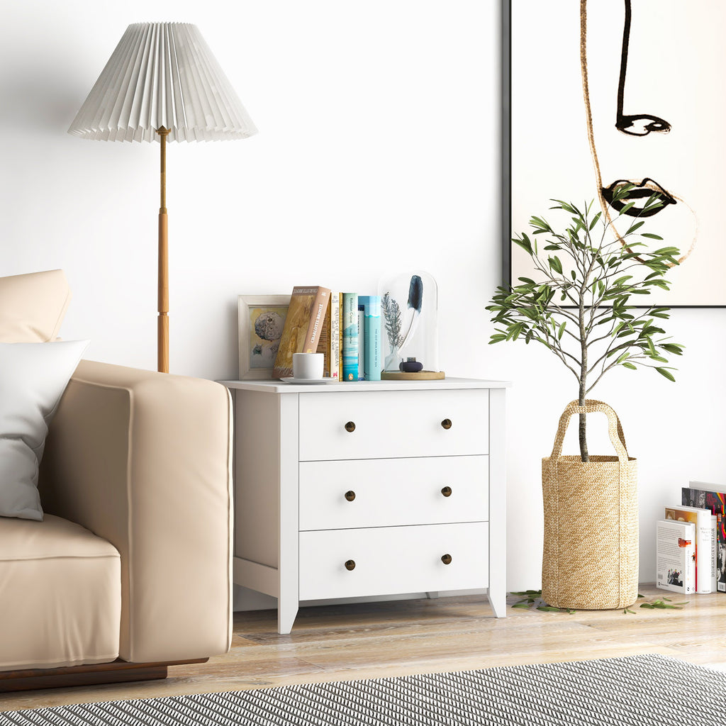 3 Drawer Dresser Chest, White